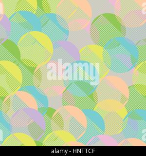 Seamless pattern geometric pastel colorful simple comb or brush looking pieces made from circles together funny modern Stock Vector