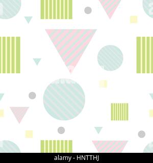 Seamless geometric abstract pattern vector colorful pastel design with triangles squares and circles Stock Vector