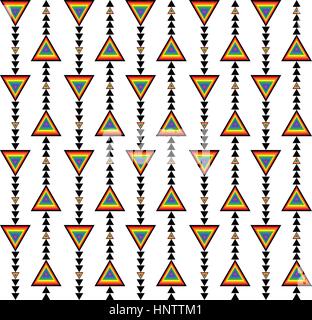 Seamless geometric pattern design arrow style with triangles n rainbow colors and black flowing up and down artistic vector Stock Vector