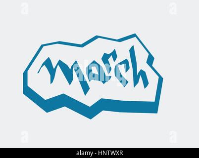 Word March on ice peace. Hand Lettering spring design. Vector illustration. Stock Vector
