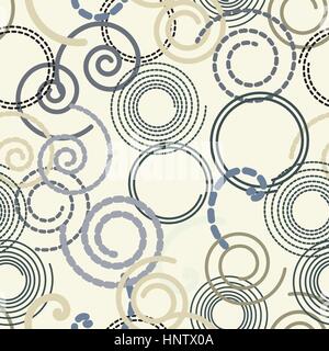 Spiral dotted lines. Cicles dots seamless pattern. Vector illustration. Stock Vector