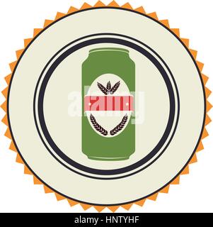 color emblem with canned drink vector illustration Stock Vector