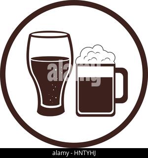 circular frame with monochrome drinks vector illustration Stock Vector