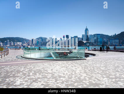 Hong Kong - FEBRUARY 20: Tsim Sha Tsui Promenade on 20 February, 2014. Stock Photo