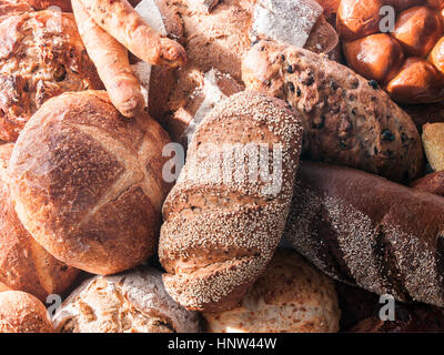 Pile of assorted breads Stock Photo