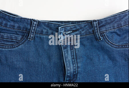 Close up of jeans front isolated on white background Stock Photo