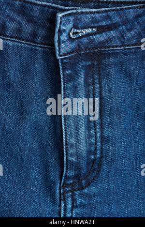 Close up of blue  jeans zipper closed pants Stock Photo