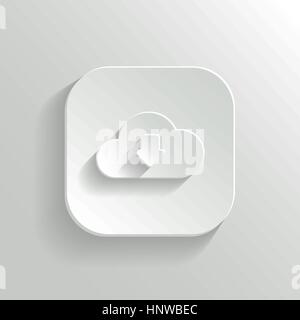 Cloud download icon - vector white app button with shadow Stock Vector