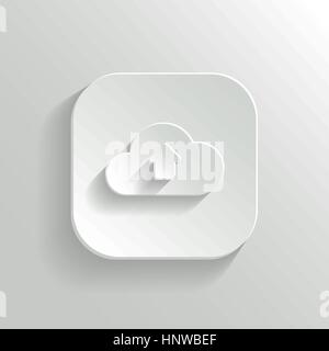 Cloud upload icon - vector white app button with shadow Stock Vector