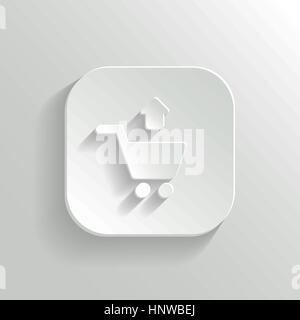 Remove from shopping cart icon - vector white app button with shadow Stock Vector