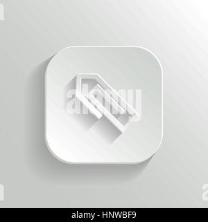Paper clip icon - vector white app button with shadow Stock Vector
