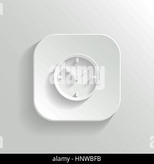 Clock icon - vector white app button with shadow Stock Vector