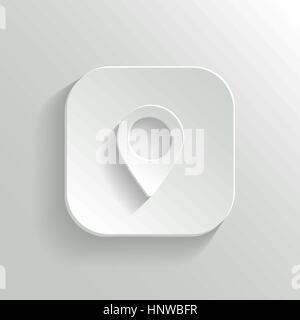Map pointer icon - vector white app button with shadow Stock Vector