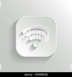 Wi-fi icon - vector white app button with shadow Stock Vector