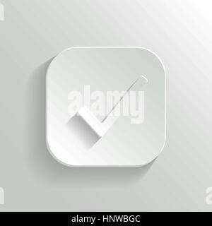 Check mark icon - vector white app button with shadow Stock Vector