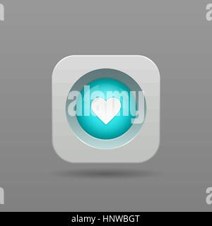Heart Button - Vector App Icon Stock Vector