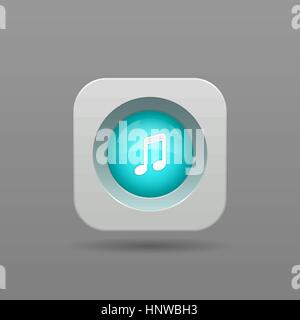 Music Note Button - Vector App Icon Stock Vector