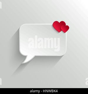 White Paper Speech Bubble With Red Hearts. Valentine's day Background Stock Vector