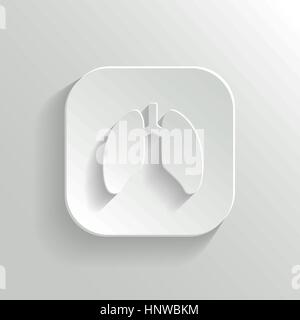 Lungs icon - vector white app button with shadow Stock Vector