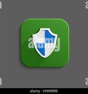 Guardian shield, protection icon in flat style. Vector button Stock Vector