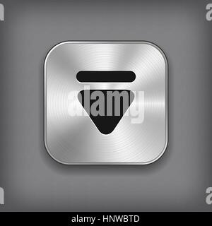 Down arrow icon - vector metal app button with shadow Stock Vector