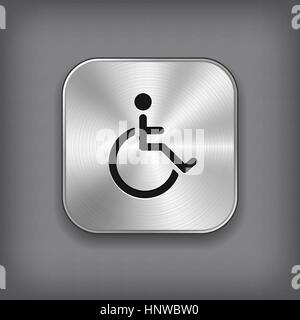 Disabled icon - vector metal app button with shadow Stock Vector