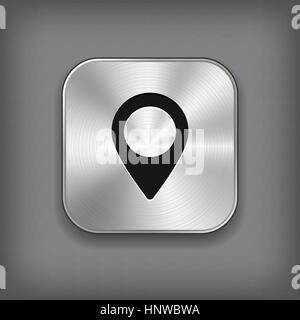 Map pointer icon - vector metal app button with shadow Stock Vector
