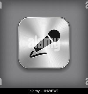 Microphone icon - vector metal app button with shadow Stock Vector