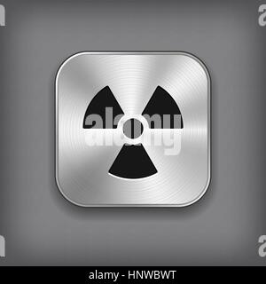 Radioaktivity icon - vector metal app button with shadow Stock Vector