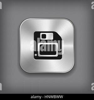 Floppy diskette icon - vector metal app button with shadow Stock Vector