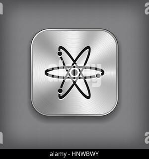 Atom icon - vector metal app button with shadow Stock Vector