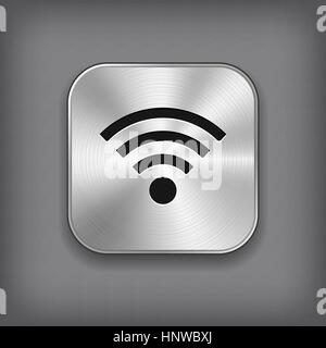 Wi-fi icon - vector metal app button with shadow Stock Vector