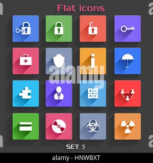Vector Application  Web Icons Set in Flat Design with Long Shadows Stock Vector