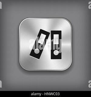 Office folder icon - vector metal app button Stock Vector