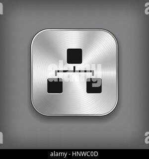 Network icon - vector metal app button Stock Vector
