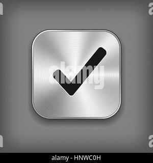 Check mark icon - vector metal app button Stock Vector