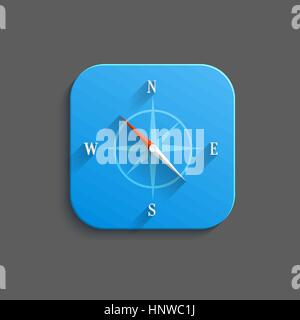 Compass icon - vector flat app button with shadow Stock Vector