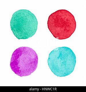 Vector Color Isolated Watercolor Circles Set. Watercolour palette. Stock Vector