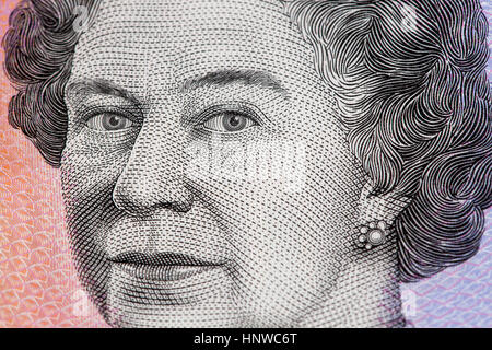Australian five 5 Dollar $ note banknote showing Queen Elizabeth II 2nd