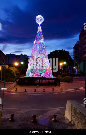 Christmas lights in the streets of Pinoso, Alicante, Spain Stock Photo