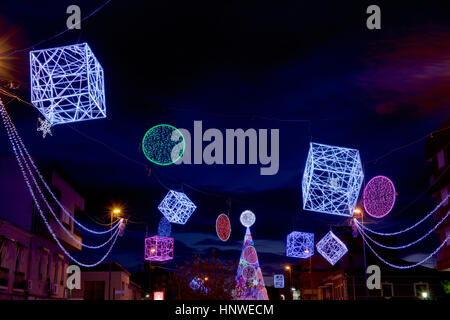 Christmas lights in the streets of Pinoso, Alicante, Spain Stock Photo