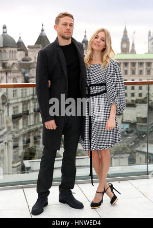 Charlie Hunnam and Sienna Miller attending 'The Lost City Of Z' Photocall at The Corinthia Hotel, London. PRESS ASSOCIATION Photo. Picture date: Thursday 16th February, 2017. Photo credit should read: Isabel Infantes/PA Wire. Stock Photo