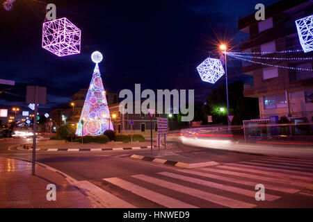 Christmas lights in the streets of Pinoso, Alicante, Spain Stock Photo