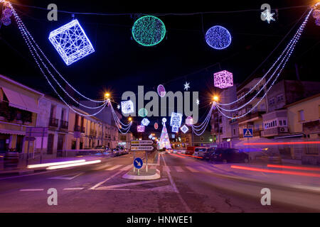 Christmas lights in the streets of Pinoso, Alicante, Spain Stock Photo