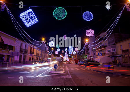 Christmas lights in the streets of Pinoso, Alicante, Spain Stock Photo