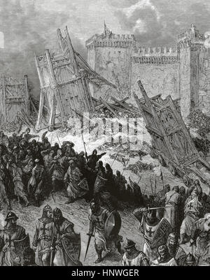 First Crusade (1096-1099). The siege of Antioch. It took place from 21 october, 1097 to 2 June, 1098. Engraving by Gustave Dore (1832-1883). Stock Photo