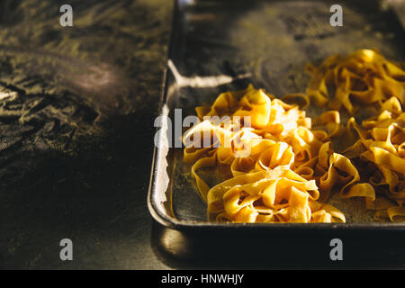 Tray of fresh pasta Stock Photo