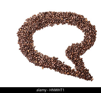 Isolated coffee bean thought bubble over white background with room for copy space. Stock Photo