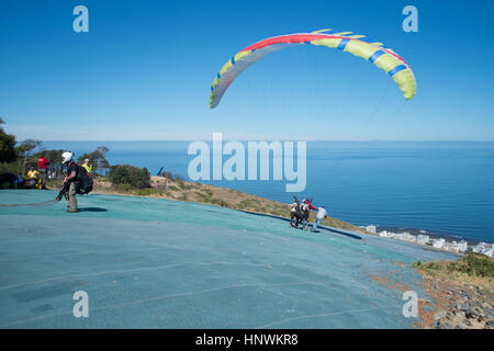 Paragliding from Signal Hill, Cape Town, South Africa Stock Photo