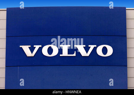 Volvo sign. Volvo Group is a Swedish multinational manufacturing company headquartered in Gothenburg. Stock Photo